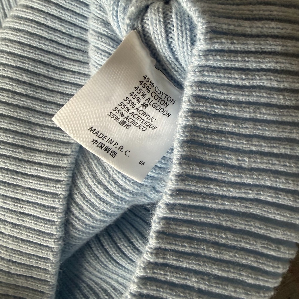 Brandy Melville Light Blue Ribbed V-Neck Cropped Cardigan - Picture 4 of 4